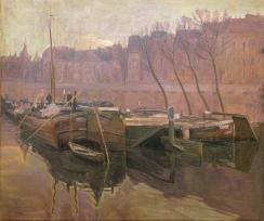Copie de "Barques sur la Seine", de Rusiñol